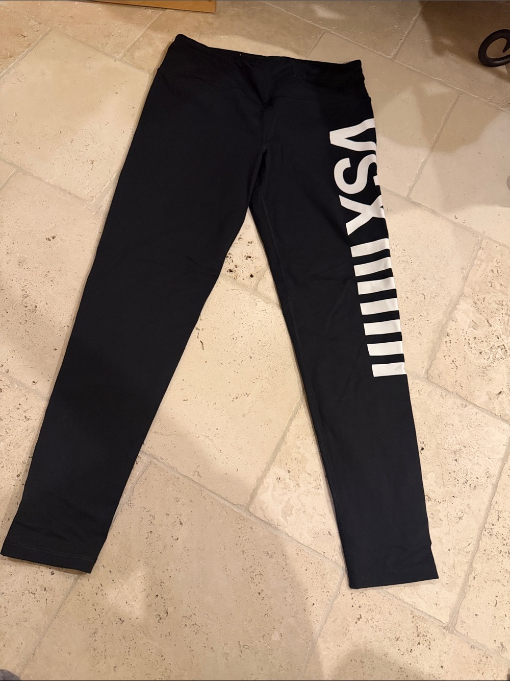Victoria's Secret Black Leggings with White VSX Side Logo